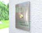 Preview: Design Edelstahlklingel mit Acrylglas & Namen-u. Hausnummerngravur „Two Acrilan“