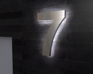 Edelstahl-Hausnummer 7 mit LED-Ambilight  „Ambilight Number 7“