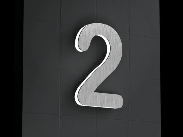 LED-beleuchtete Edelstahl-Hausnummer 2 „LED-Numeral 2“