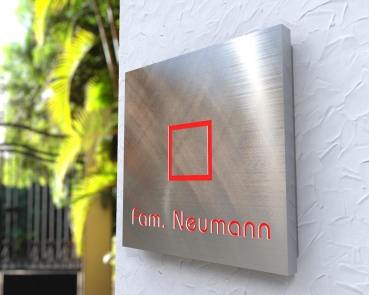 Aufputz Edelstahl-MP3-Funkklingel mit LED-Namensbeleuchtung „Shining Square“ - Kopie