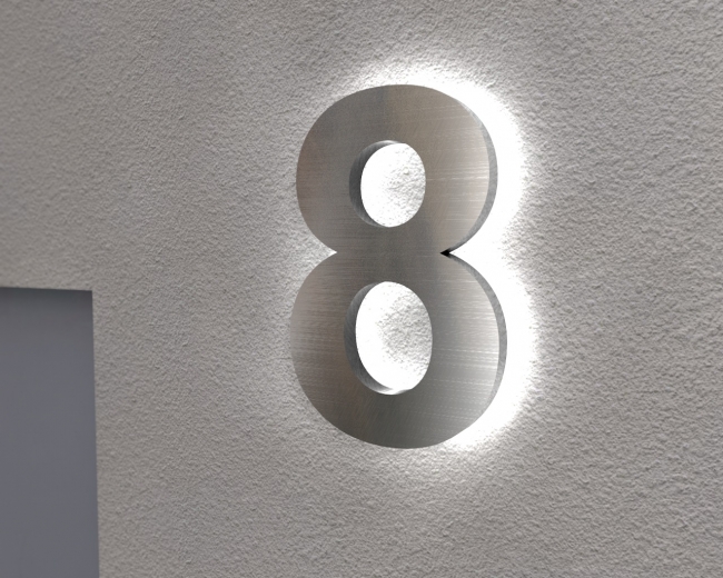 Edelstahl-Hausnummer 8 mit LED-Ambilight  „Ambilight Number 8“