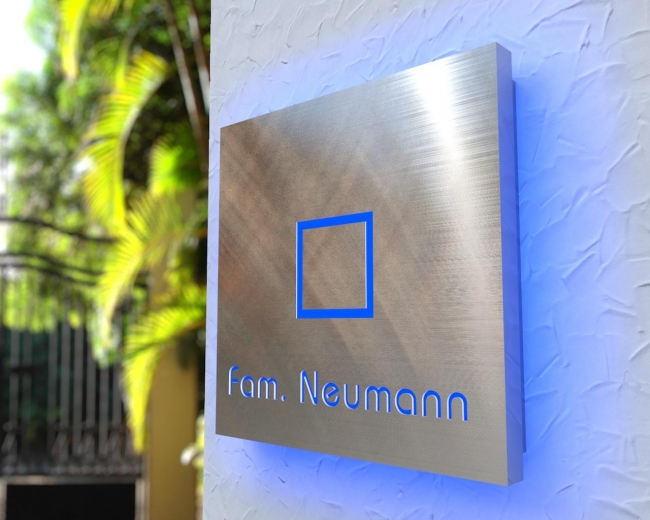 Aufputz Edelstahl-MP3-Funkklingel mit LED-Namensbeleuchtung „Shining Square“ - Kopie