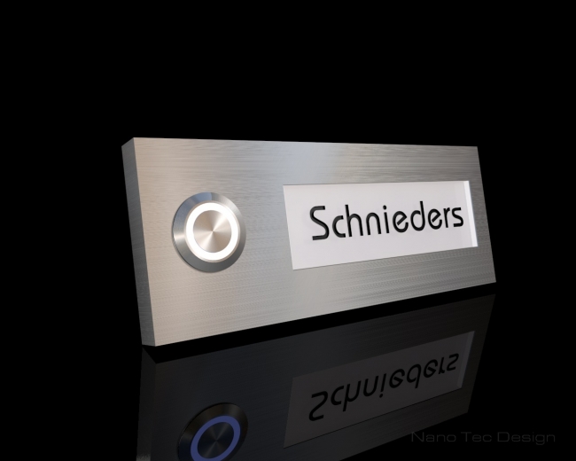 Design Edelstahlklingel mit LED-Namensbeleuchtung & Gravur "Spark"